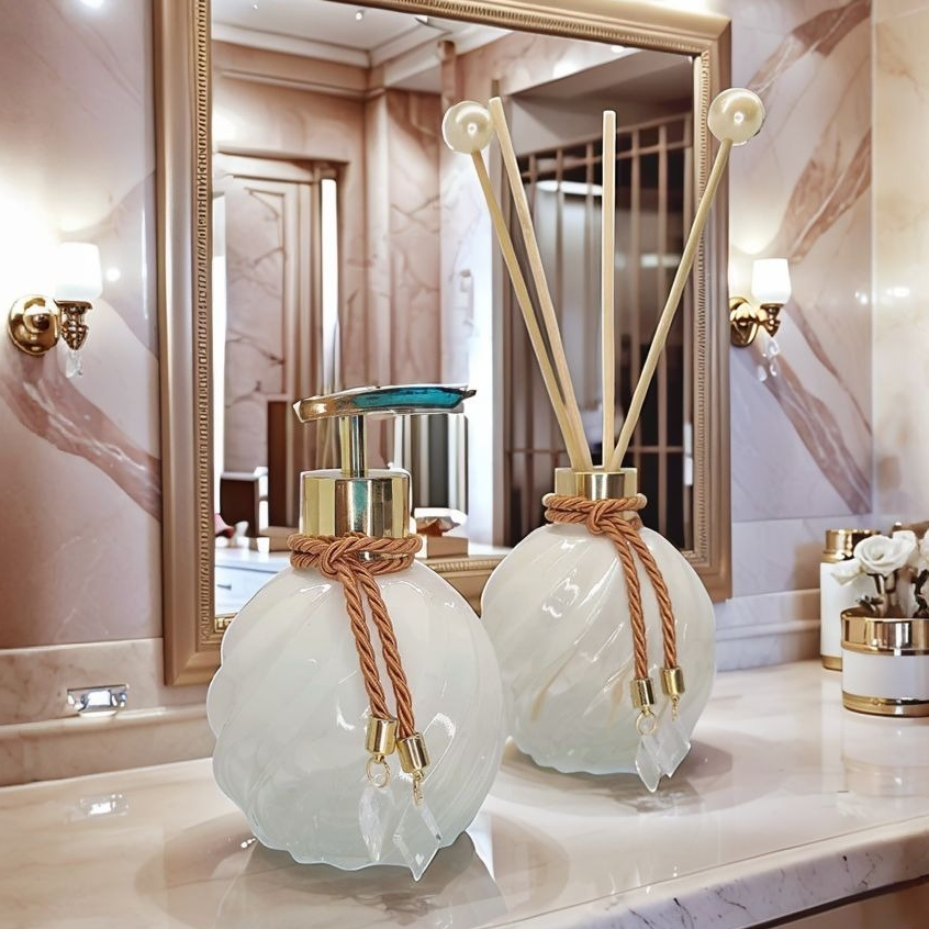 Kit Lavabo Completo 3 Peças Vidro 300ml Com Bandeja | Luxo Decoração Banheiro Casa Nova Of...