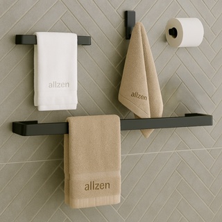 Kit de Acessórios para Banheiro Quadrado Preto Fosco Luxo 4 Peças em Oferta na Shopee