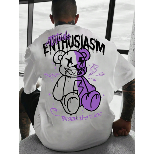 Camiseta Oversized Enthusiasm Estilosa Confortável Ombro Caído Camisa Streetwear P ao G3
