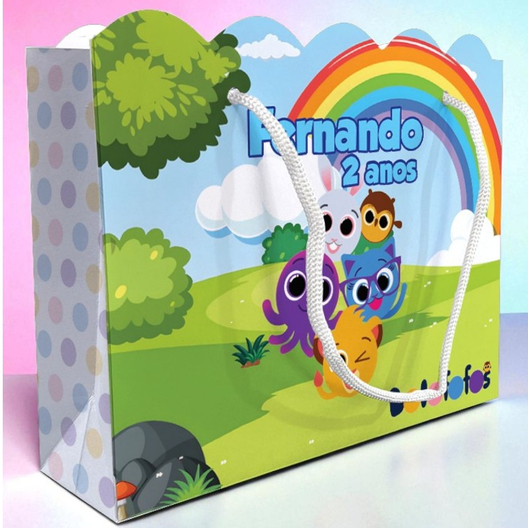 Sacolinha Bolofofo Ondulada Personalizada Kit Festa Menino Lembrancinha Bolofofos Sacola