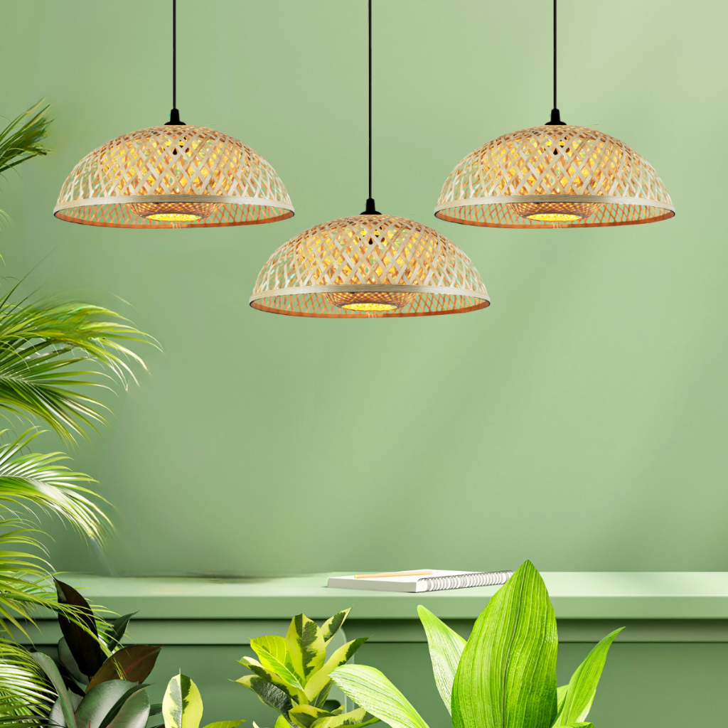 Lustre De Madeira Palha Trançada Pendente De Teto De Bambu Área De Festas Sítio Fazenda Moderno