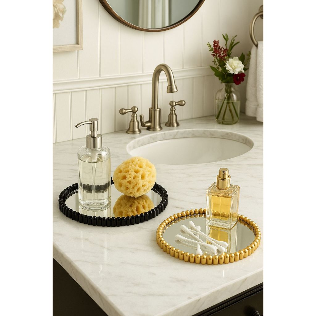 Bandeja Espelhada Decorativa 2 Em 1 Espelho Parede E Bancada Organizador Decoração Enfeites LuxoDecorativa Redondo