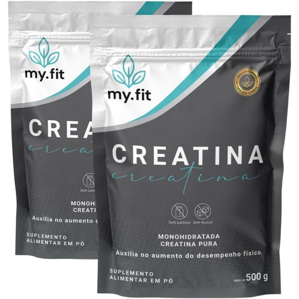 Kit 2x Creatina 100% Pura - Monohidratada com Laudo - Embalagem Econômica, Total 1kg