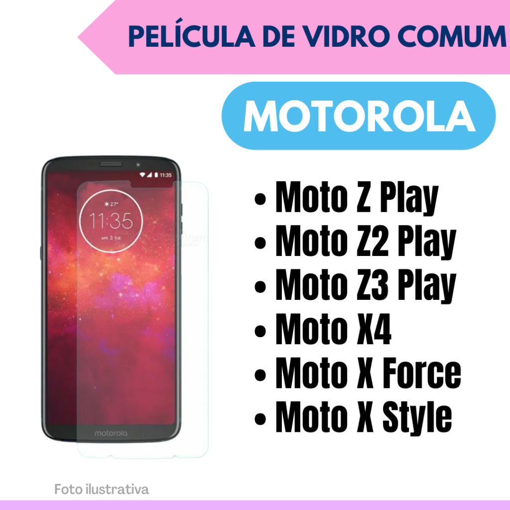 Película de vidro Motorola Moto Z Play / Z2 Play / Z3 Play / X4 / X Force / X Style / Protetor de Tela.