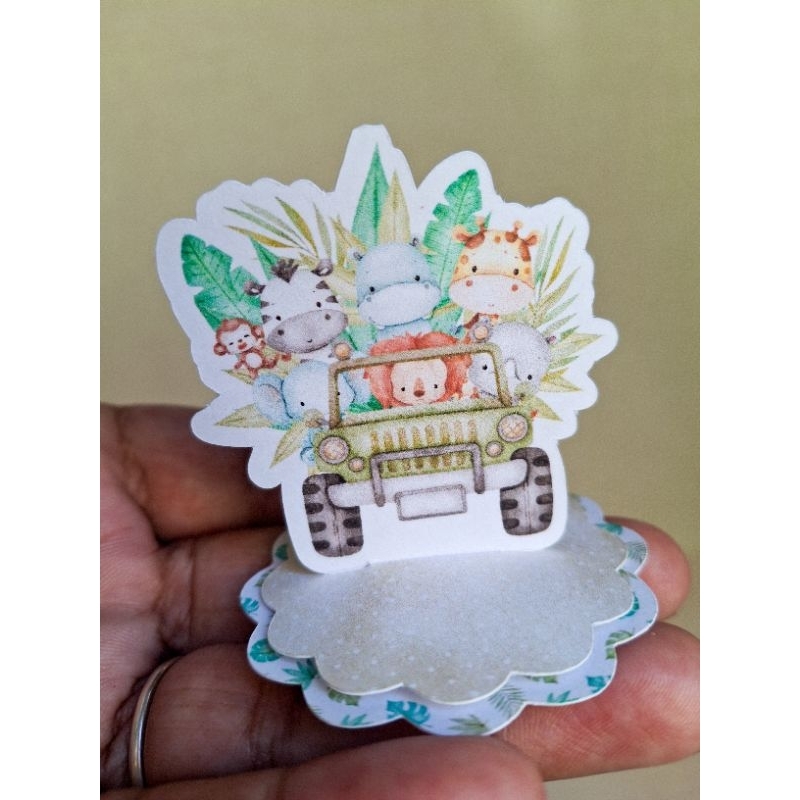 kit apliques 3D  em pé Safari - Lembrancinhas - Caixinhas Personalizadas - Papelaria Personalizada