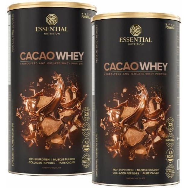 Kit 2X Cacao Whey Essential Nutrition 840g