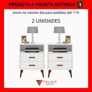 Kit 2 Mesa De Cabeceira Branca Com 2 Gavetas e Nicho Quarto Cama - Criado italia em Oferta na Shopee