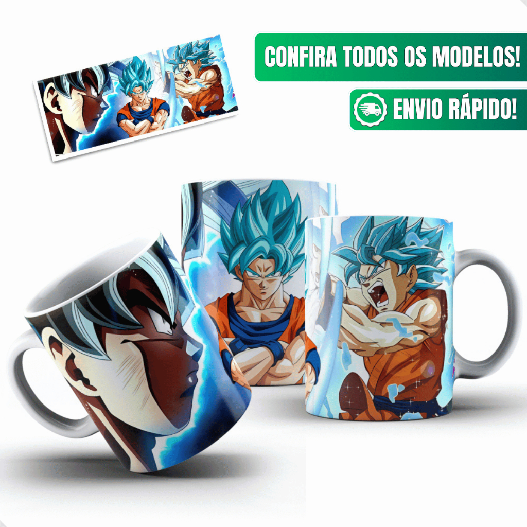 Caneca Dragon Ball Ceramica Personalizada 325ml Super Saiyajin Blue SSGSS Dragon Ball Super Toriyama em Oferta na Shopee
