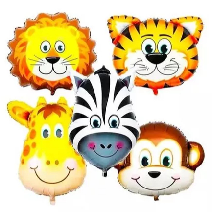 Kit 10 Balão Metalizado Safari Animais Centro De Mesa Balão de festa 30cm-Macaco Girafa Zebra Leão Tigre Macaco