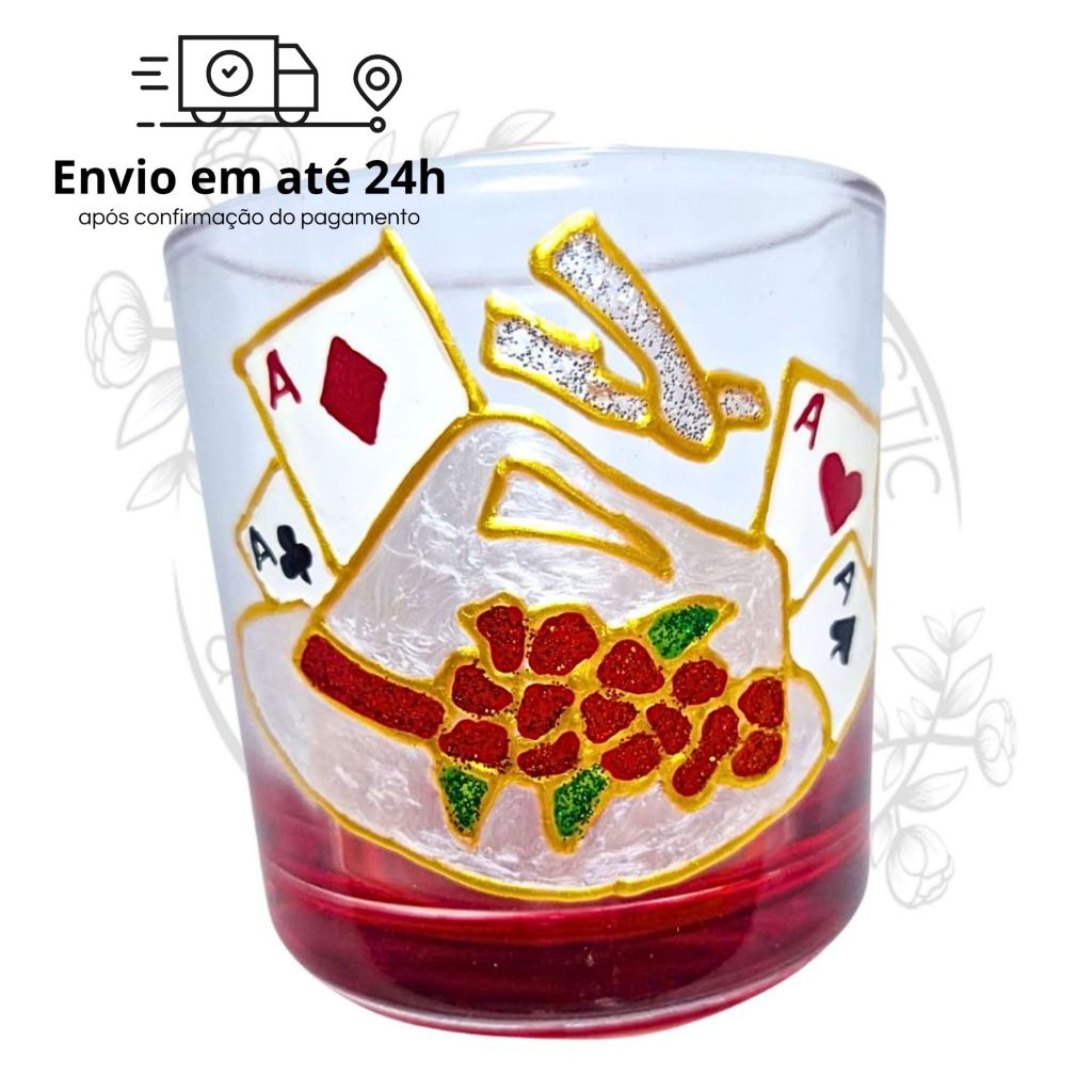 Copo de Whisky Maria Navalha Chapéu Malandra 300ml - Umbanda Candomblé Malandragem