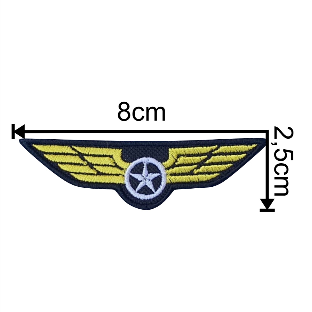 Bordado Brevê Piloto de Avião - Bordado 8x2,5cm