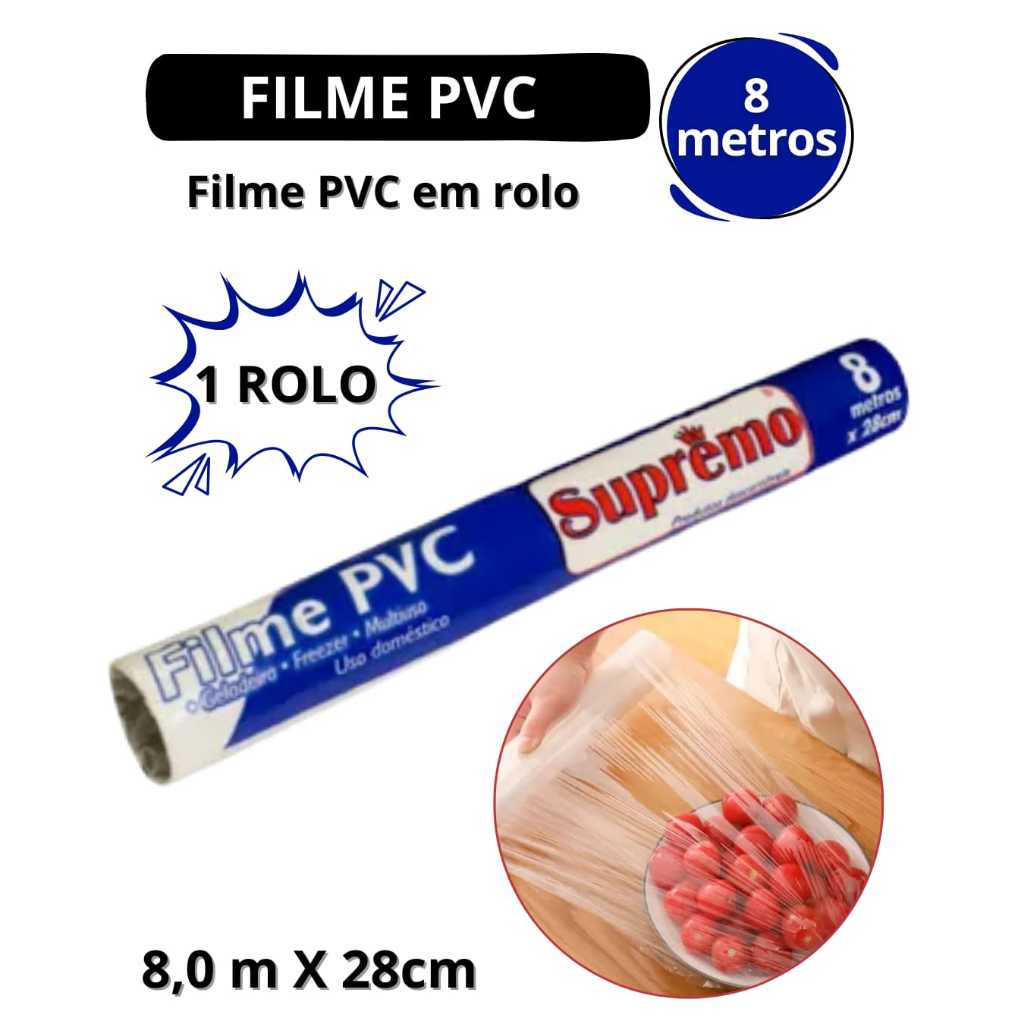 Rolo Plástico Filme PVC Transparente 8 Metros 28cm x 8metros
