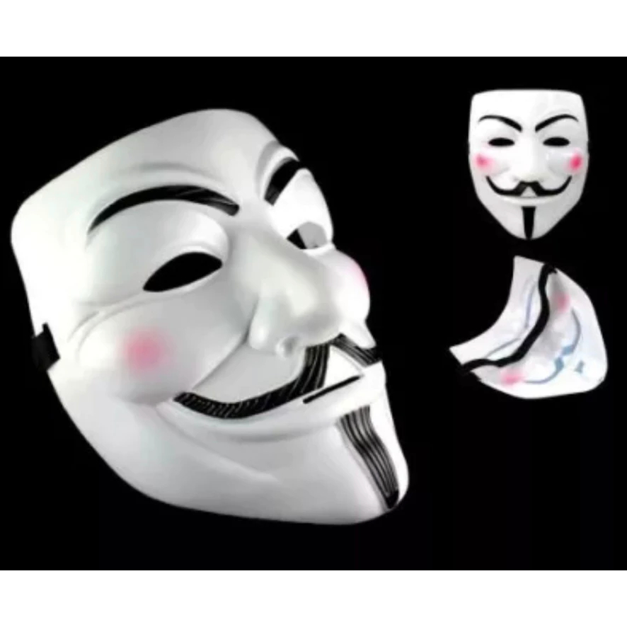 Máscara Fantasia Estilo Guy Fawkes Halloween Carnaval Cosplay Festa C/ Elástico