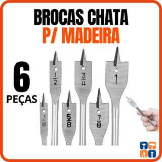 Jogo de Broca Chata para Madeira com 6 Kit Brocas Chata Madeia Marcenaria Móveis em Oferta na Shopee