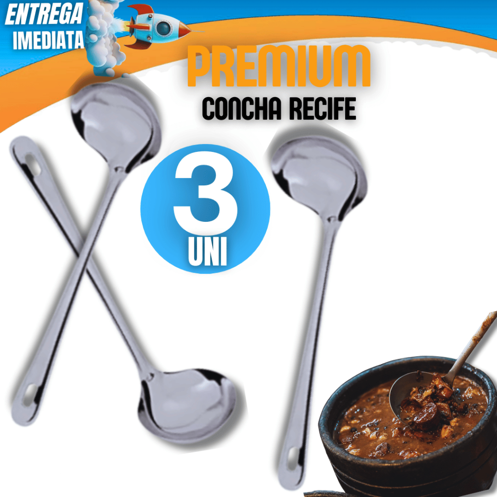 Conjunto Jogo 4 Concha Feijão Sopa Caldo Molho Inox 23 Cm Utensílio De Cozinha Jantar Almoço Festas Qualidade