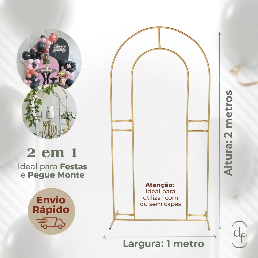 Painel Arco Estrutura Romano Duplo Portal Janela Desmontável 2x1 para Decoração Festas Pegue Monte