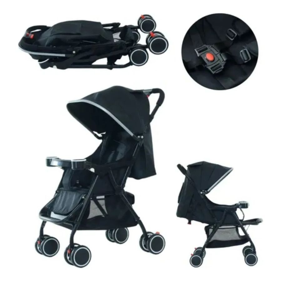 Carrinho de Bebê Passeio Reclinável Confortável Acolchoado com Porta-Copos Até 20kg Dobráv...
