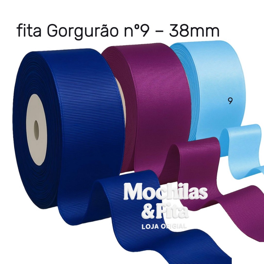 Fita Gorgurão Nº 9 – 38mm Largura para Laços | 10m 20m 30m Variadas Cores