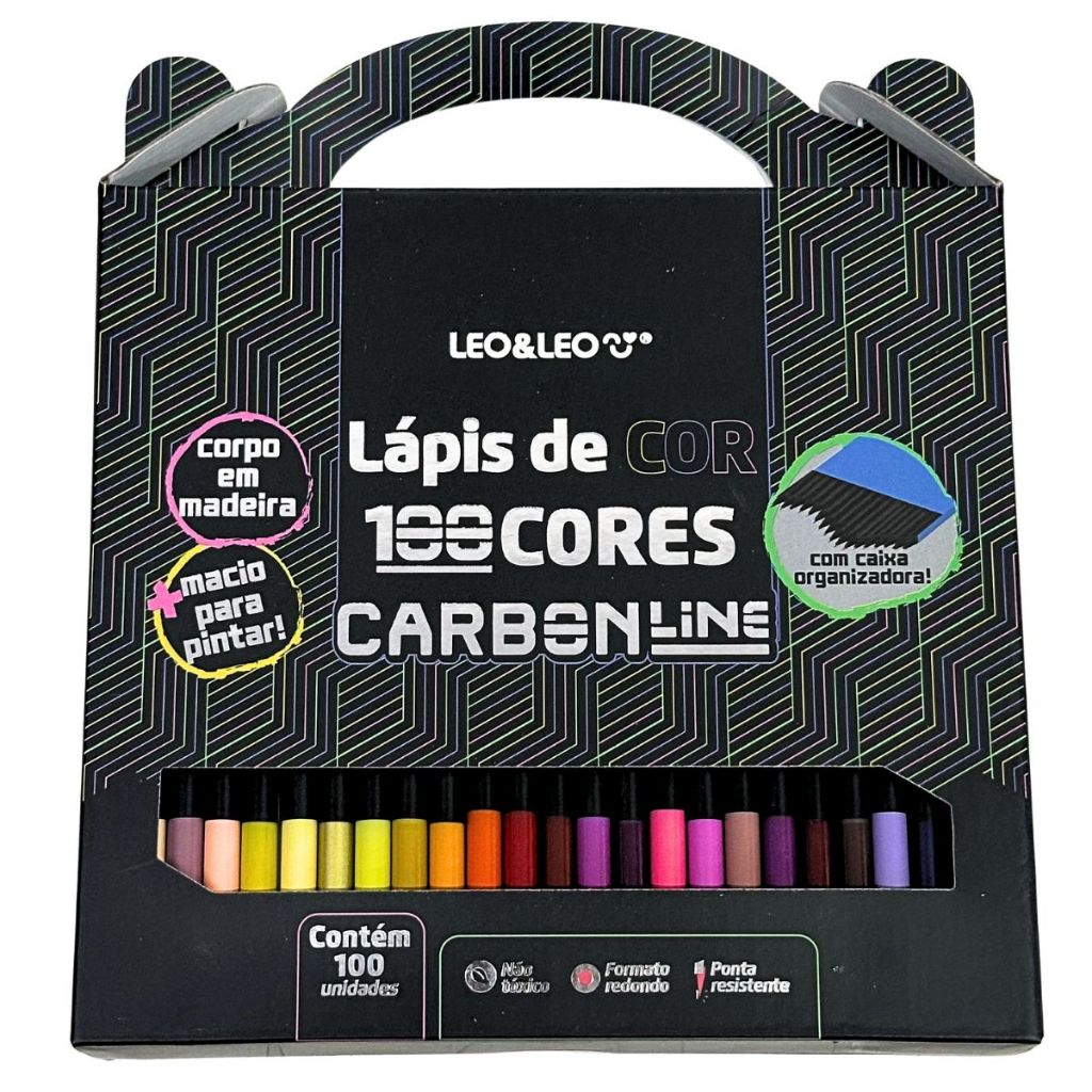 Lápis De Cor 24 / 50 / 100 Cores Carbon Line Ponta Macia Resistente - Leo & Leo