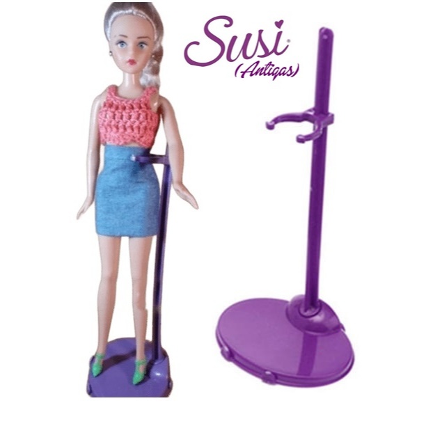 Suporte Para Boneca Susi Antiga Anos 60 70 80 Roxo Modelo Clássico Resistente Expositor De Coleção