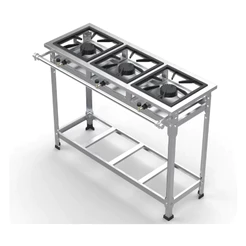 Fogão Industrial Inox 430 3 Bocas Queimadores Alta Pressão Cor Prateado Gás