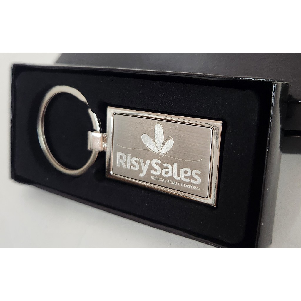 Kit 5 Chaveiros Personalizado Retangular Metal com nome ou logo Batizado Formatura evento feira