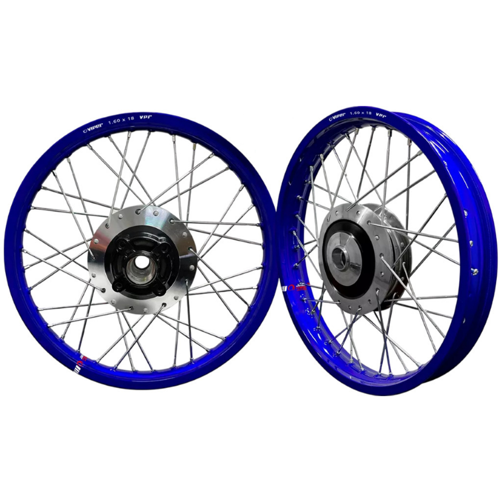Par Roda Jante Aro Alumínio Viper VPR Azul Fan 125 09/18 Diamantado Disco Tambor Raios 4mm Cromados
