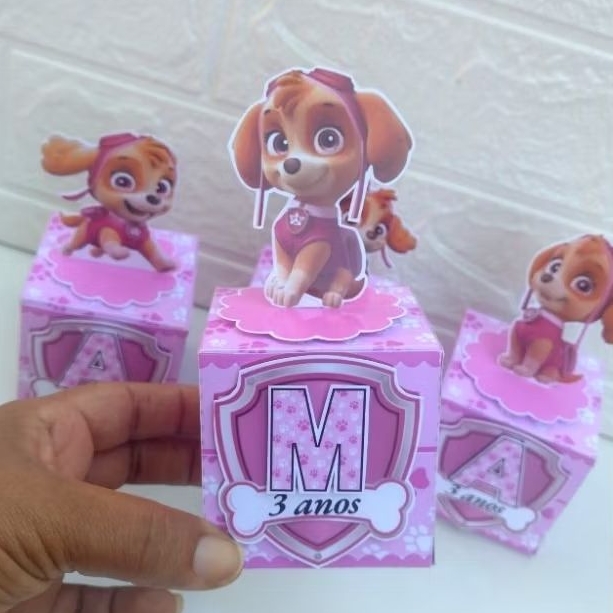 unidade,caix  cubo personalizada para lembrancinhas festa de aniversário,,tema sky da patrulha canina,leia a descrição.