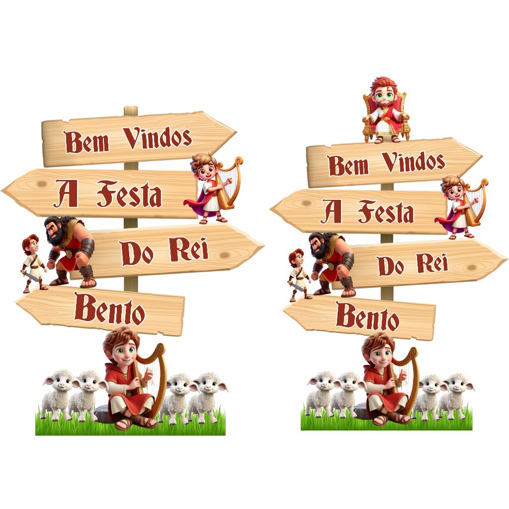 DISPLAY MDF DE CHÃO PLACA SETA INDICADORA REI DAVI PERSONALIZADA