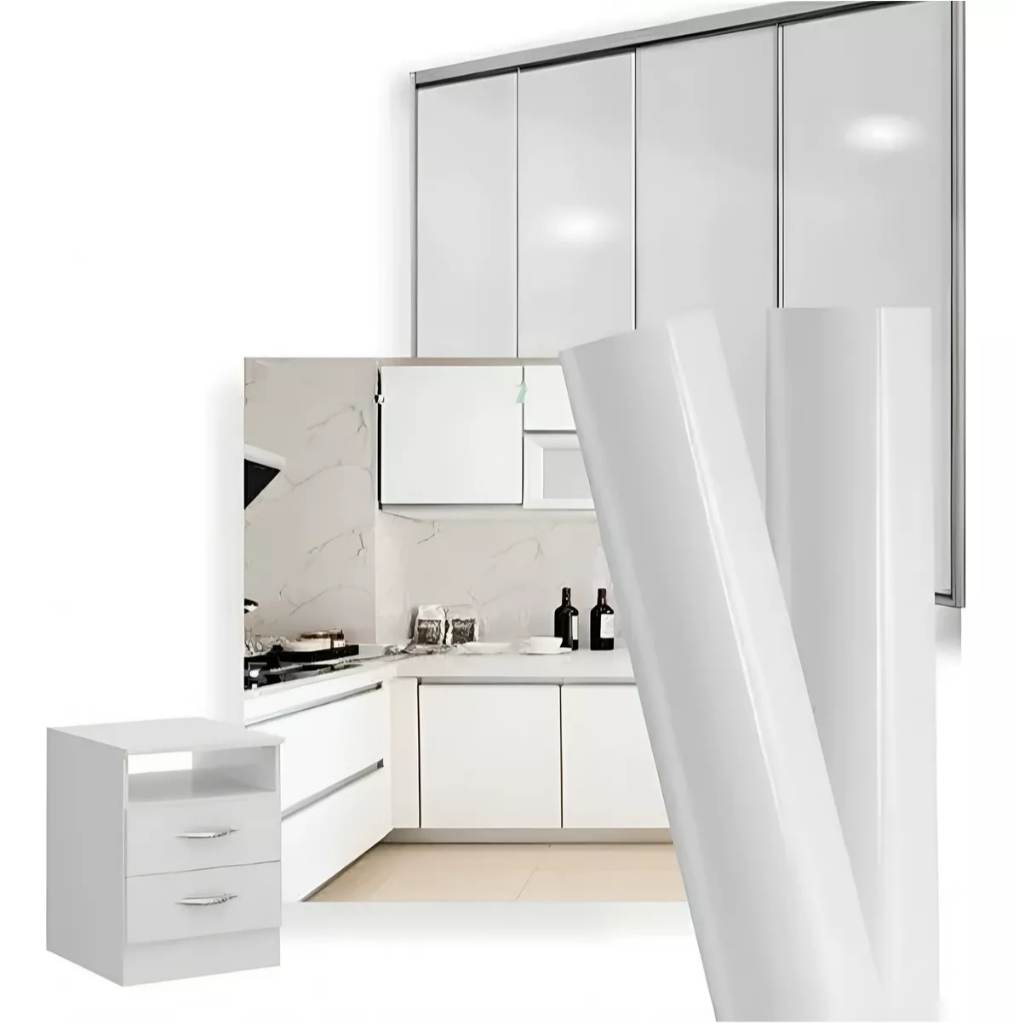 Adesivo Armário Vinil Envelopamento 10mx50cm Branco Brilho