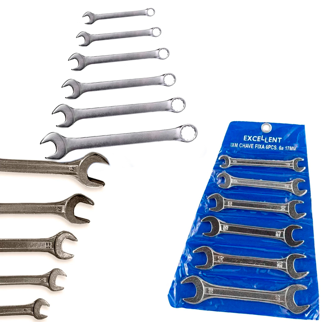 Kit Jogo De Chave Combinada 6 - 13mm Ou Fixa 6 - 17mm 6 Peças Aço Carbono Resistente Profissional em Oferta na Shopee