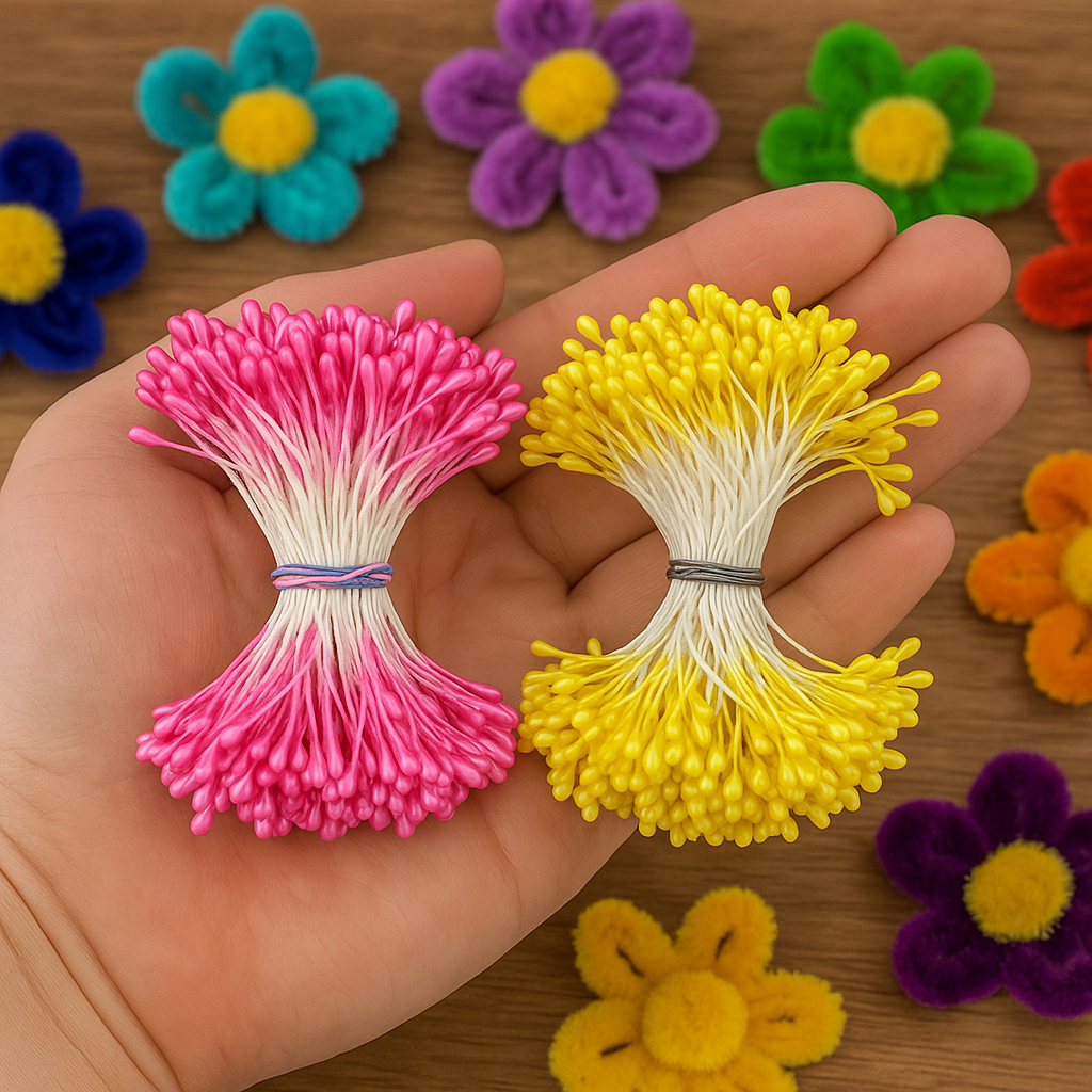 100 PISTILO 2 PONTAS PEROLIZADO PEQUENO FLORES ARTESANATOS DIY