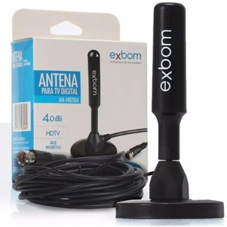 Antena TV Digital Smart Hdtv Amplificada Interna/Externa 4Dbi Cabo 1.5m/5m UHF/VHF Base Imã Exbom em Oferta na Shopee