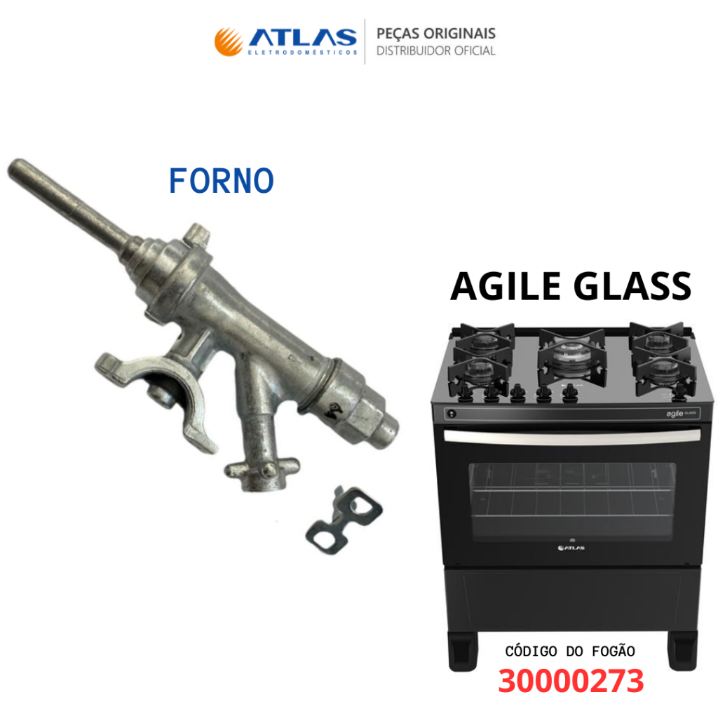 RAMAL REGISTRO CAVALETE FORNO FOGÃO ATLAS AGILE GLASS E UP GLASS 4 E 5 BOCAS ENVIO IMEDIATO