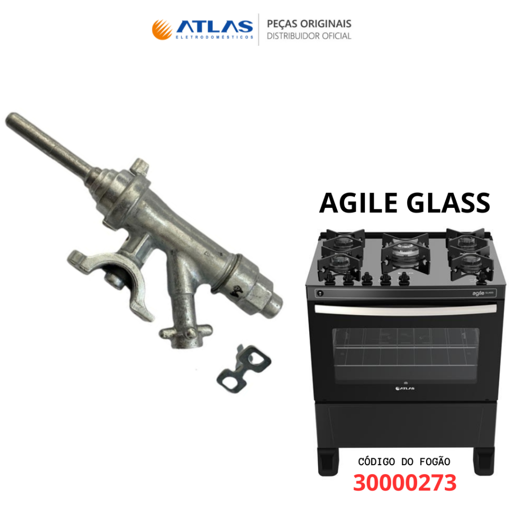 RAMAL REGISTRO CAVALETE FORNO FOGÃO ATLAS AGILE GLASS E UP GLASS 4 E 5 BOCAS ENVIO IMEDIATO