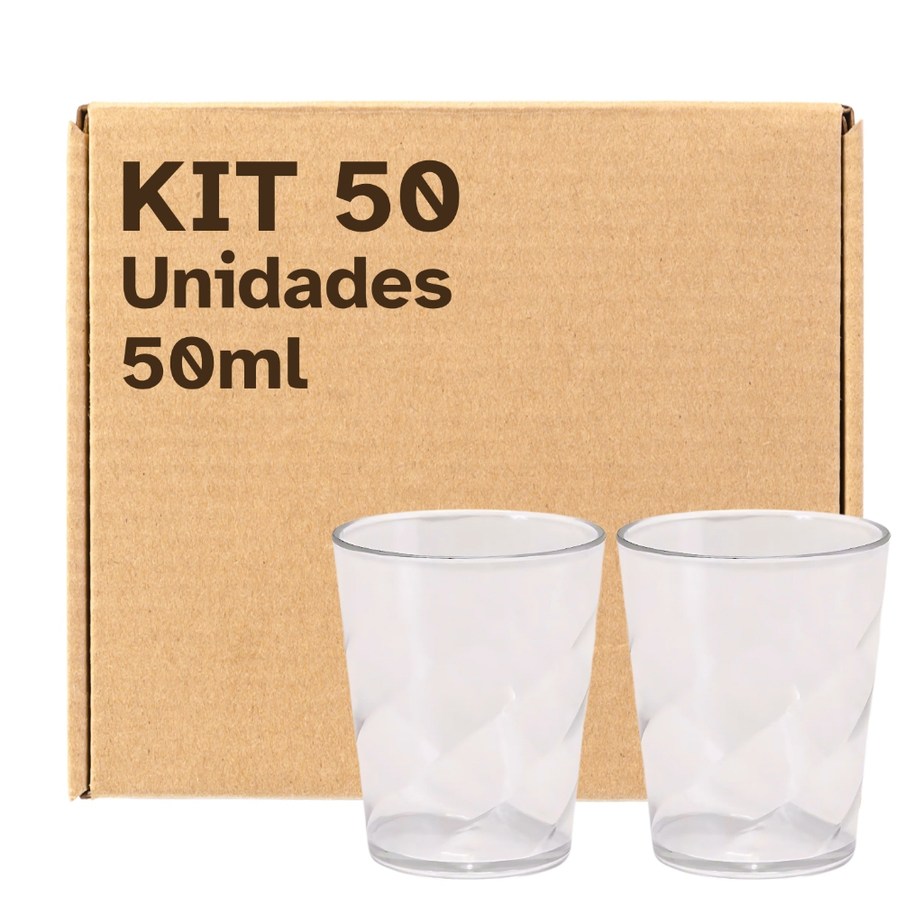 kit 50 Copos Shot Twister 50ml Drink Vodka Dose Certa Mini Cachaça Tequila Pinga Festa Bar Evento