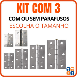 Dobradiça para Porta Polida Kit com 3 Dobradiças 2 - 2,5 - 3 - 3,5 - 4 para porta de Madeira Casa em Oferta na Shopee