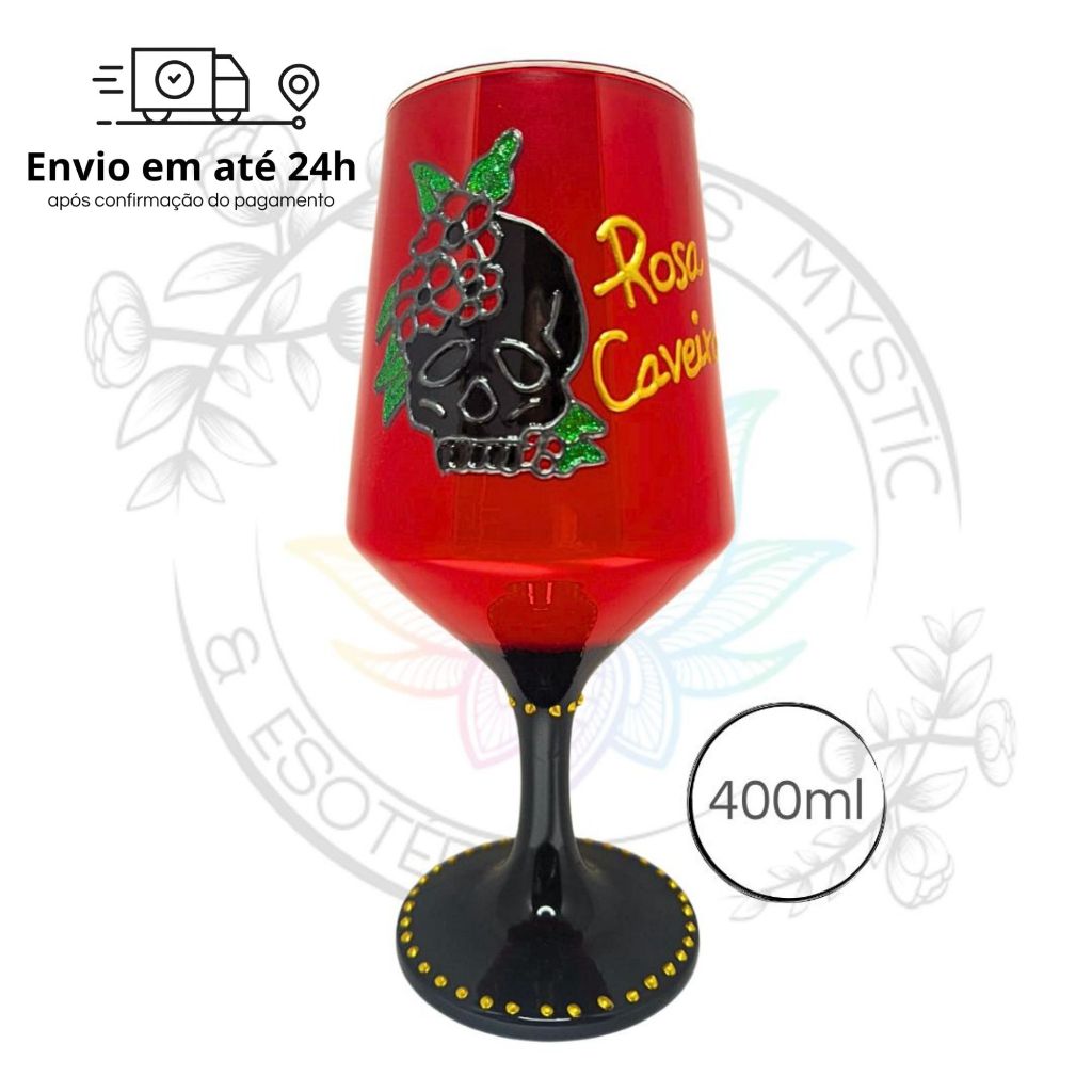 Taça Rosa Caveira Vermelha Pomba Gira 400ml – Umbanda Candomblé Orixás