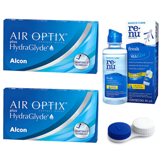 2 Caixas de Lentes De Contato Air Optix Hydraglyde Alcon + Estojo e Renu em Oferta na Shopee
