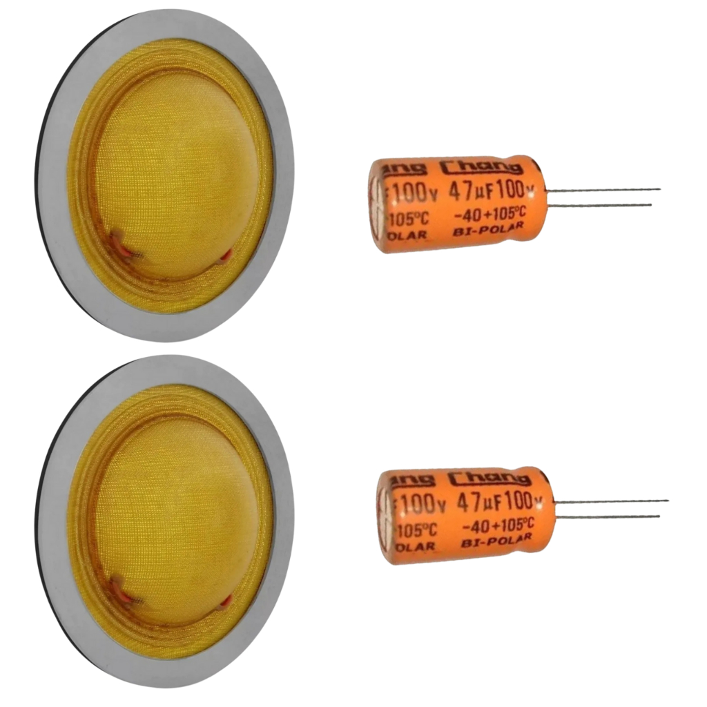2 Reparo Para Corneta D250 Modelo Antigo Musical + Capacitor Som Automotivo Som Residencial e Caixa Trio