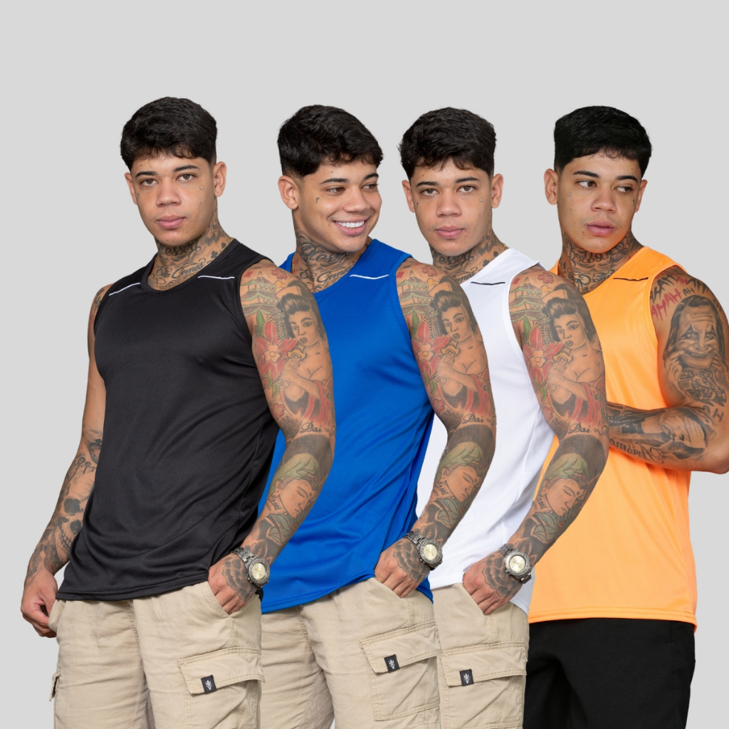 KIT 4 Regata Esportiva DRYFIT Masculina LISA  Leve Confortável Para Academia