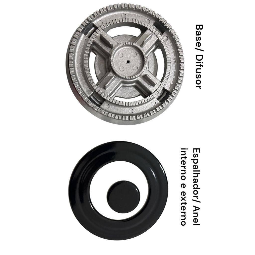 kit  BASE+ESPALHADOR ANEL DO QUEIMADOR S/ SAIA FOGÃO COOKTOP TRIPLA CHAMA G4 MUELLER 101050826