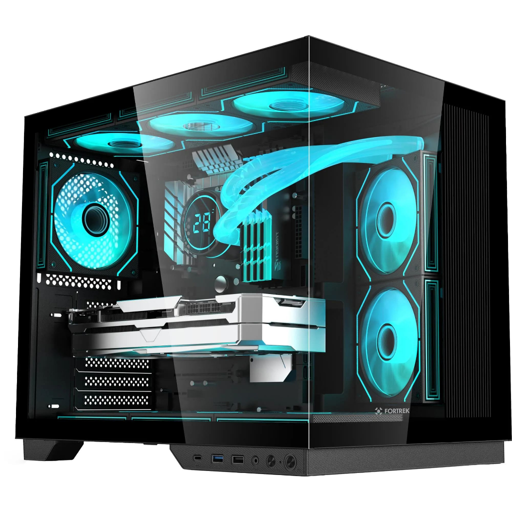 Gabinete Gamer Fortrek Clarity Max, Preto, Mid Tower, Atx, Vidro Temperado
