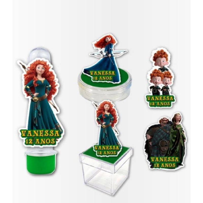 Aplique 3d princesa Mérida valente 50 unidades lembrancinha aniversário personalizado