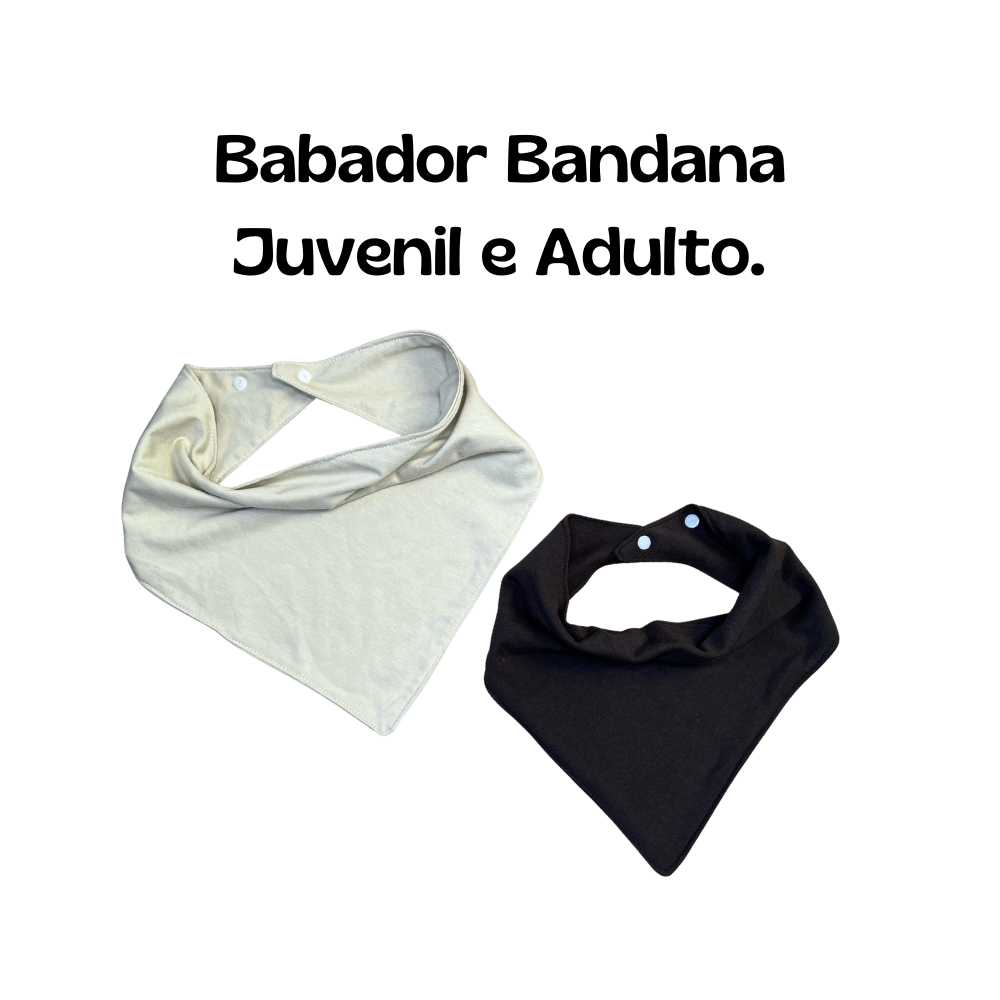 kit 3 Peças Babador Bandana Unissex Tamanho Grande Juvenil e Adulto com Duas Regulagens
