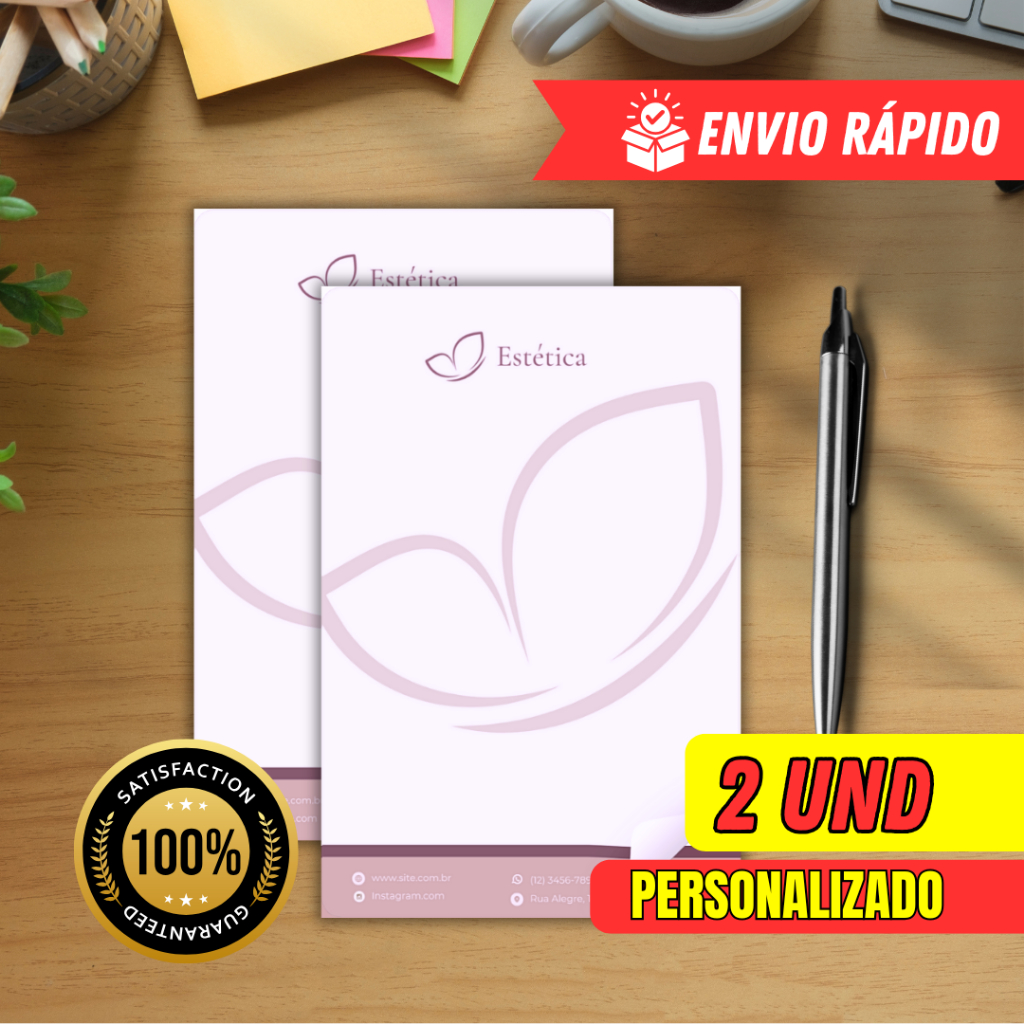 2 und Receituários  - Bloco de Anotações colorido personalizado - Alta qualidade e Envio rápido