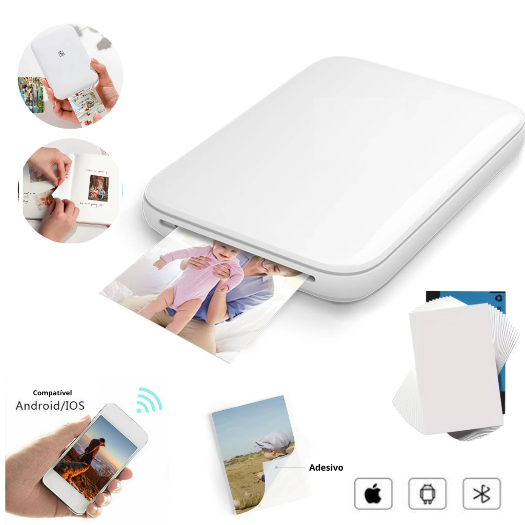 Impressora Térmica Fotográfica Colorida  Portátil de Bolso Impressão 2x3 Polegadas em Oferta na Shopee