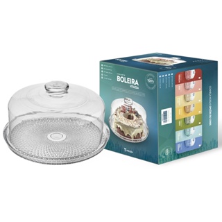 Conjunto Boleira Porta Bolo 28cm Com Prato e Tampa De Vidro Vitazza em Oferta na Shopee