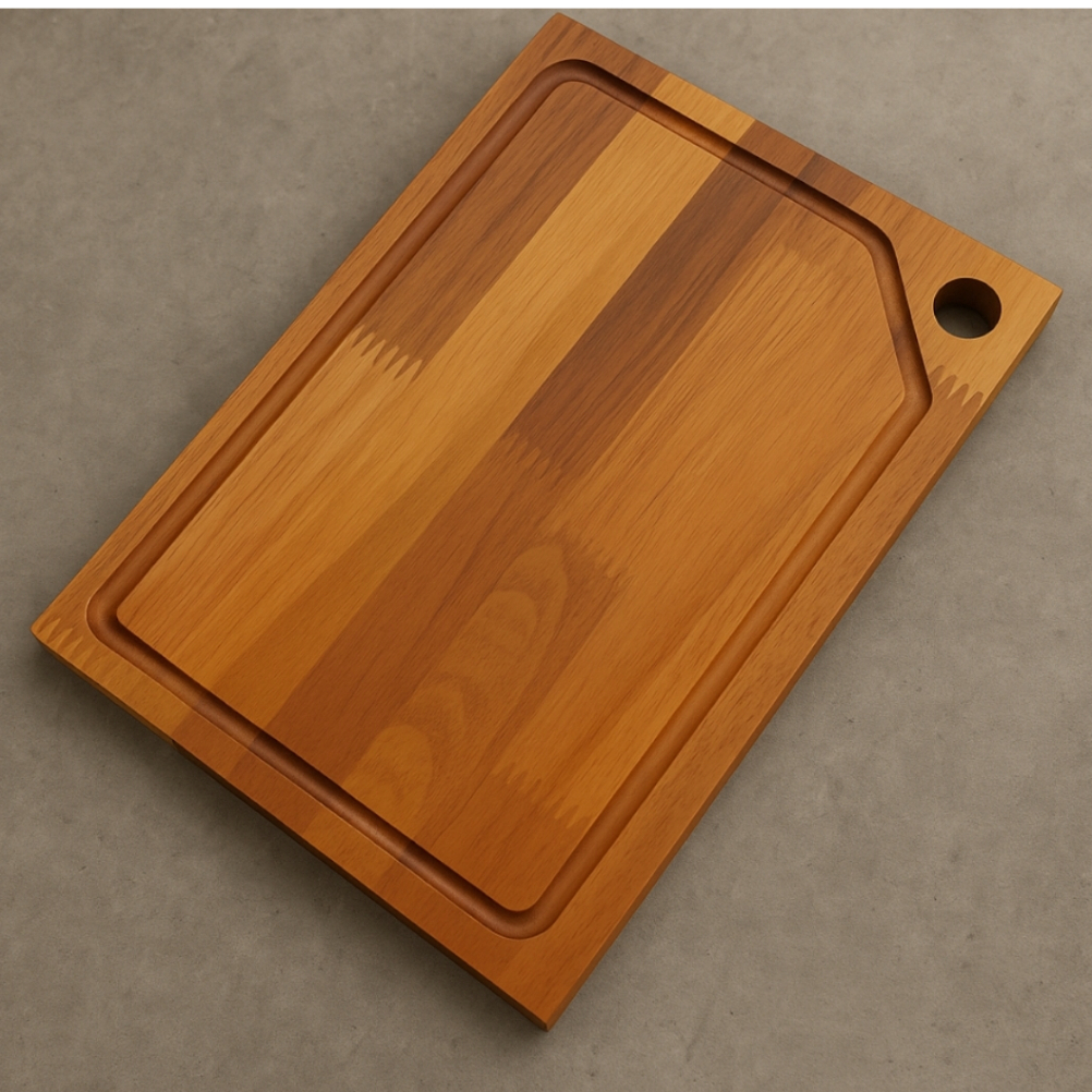 Tábua de Churrasco 20x30cm em Madeira com Canaleta – Ideal para Cortar e Servir Carnes