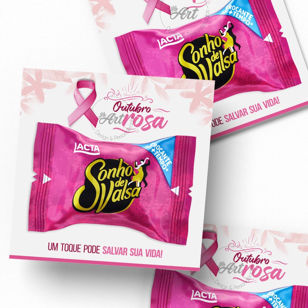 Cartão para bombom Lembrancinha Outubro Rosa Mimo Presente Criativo
